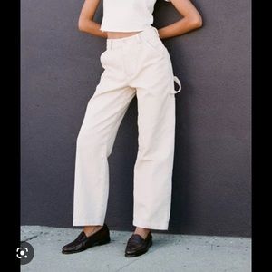 LACAUSA Cream Wide-Leg High-Rise Pants